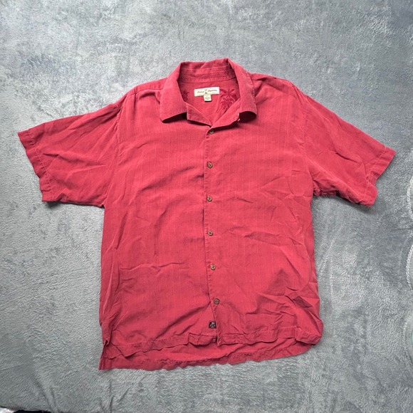 Tommy Bahama Other - Tommy Bahama Silk Camp Shirt Mens L Red Hawaiian Casual READ Flaw